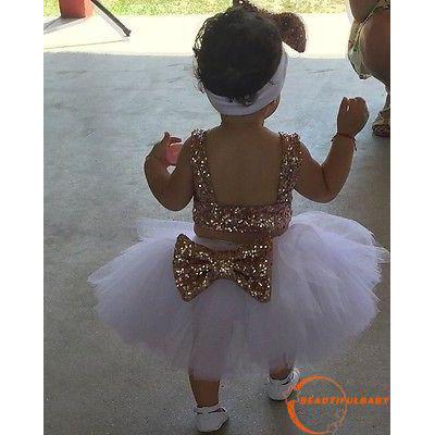 BUP-Princess Toddler Baby Girl Sequins Tops Vest+Tutu (4)