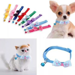 【good-looking】☃✠Bowknot Cat Collar with Bell Necklace Buckle Adjustable Small Dog Cat Collar Pet Acc