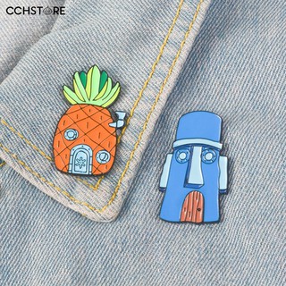 Fashion Creative Unisex Cartoon House Pineapple Brooch Pin Hat Shirt Collar Lapel Badge