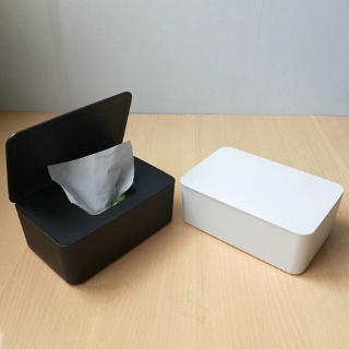 Home Office Wet Wipes Dispenser Holder Tissue Storage Box Case with Lid White UK (3)