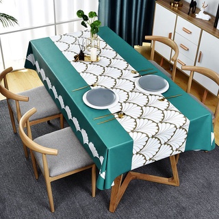 【Spot】Table Cloth Waterproof Oil Disposable Anti-Scald Long Table Coffee Table Cloth shu zhuo dian pvcRectangular Home Dining Table Cushion Fashion Wallpapers (1)