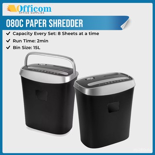OFFICOM 080C Paper Shredder 8 Sheets Cross Cut Shredder with 15L Basket Volume qJaP