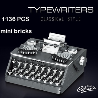 ►❈Mini Bricks Retro Typewriter Sewing Machine Phonograph Radio Telephone Model Building Blocks MOC A