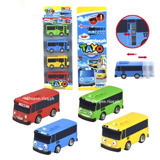 TAYO The Little Bus 4 in 1 Pull Back Bus Openable Door Toy Set Excellent Quality Imported Toys