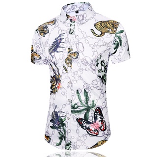 ✇▲♙Cross-border e-commerce foreign trade men s short-sleeved shirt digital animal print men s casual