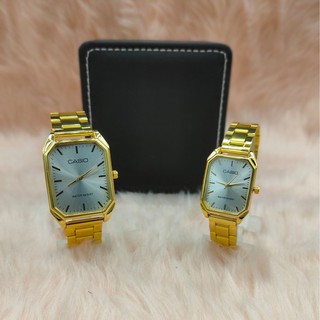Square Smart Gold Watch For Men and Women with Black Dial