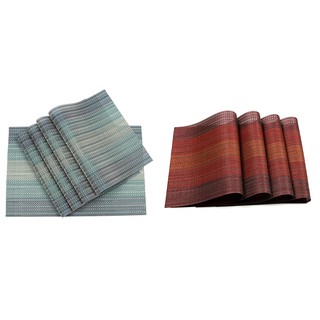 ❁Placemats Set of 4 Crossweave Woven Vinyl Placemat for Kitchen Table Heat Resistant Non-slip Kitche