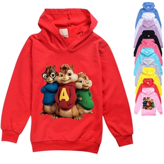Age 2-15Yrs Kids Boys Girls Hoodies Alvin and the Chipmunks Long Sleeve Hooded Outerwear Coat Sweatshirt Tops