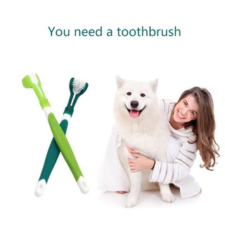 Pet Toothbrush Dog Toothbrush Three-head Toothbrush for Large Dogs Pet Oral Cleaning Supplies