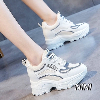 NINIHidden Wedge Shoes2020New High-Rise White Shoes Thick Bottom All-Matching Casual Shoes Internet Celebrity Super Hot Dad Shoes Women2020