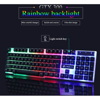 New 104 keys Rainbow Gaming USB Wired Keyboard colorful button mouse suit LED Backlit Keyboard