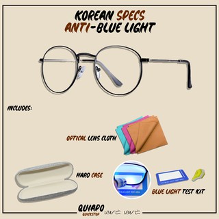 Korean Glasses Anti-Radiation and Anti Blue Light with Hard Case, Blue Light Test Kit and Wiper