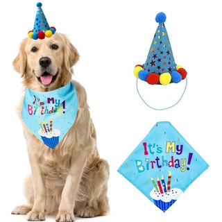 ﺴ✁Pet Cat Dog Happy Birthday Hat Party Suit Soft Cap Puppy Headwear Dog Accessories Party Decoration