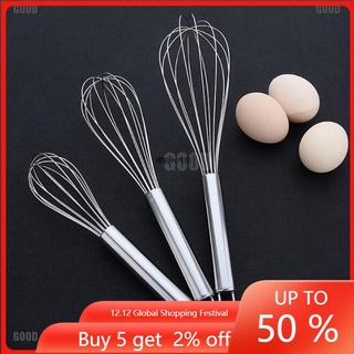 {kitchen}(8/10/12 Inches) New Stainless Steel Egg Beater Hand Whisk Mixer Kitchen Tools