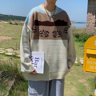 Japanese Simple Sweater Male Korean ins Couple Harajuku Loose