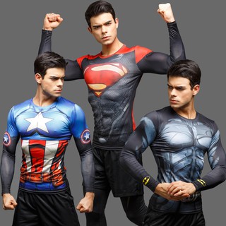 Men Superhero 3D Long Sleeve T-Shirts Jersey Cycling Shirts