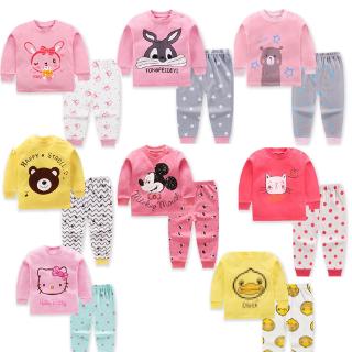 2 pcs/set Long Sleeve Pajamas Set Baby Girls Cartoon Shirt+Long Pants For 1Y-5Y