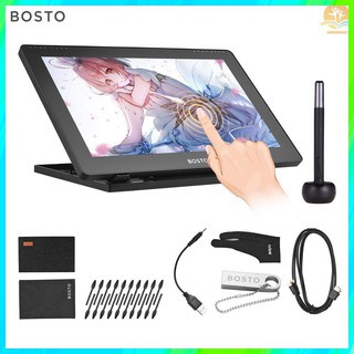 M^M COD BOSTO 16HDT Portable 15.6 Inch H-IPS LCD Graphics Drawing Tablet Display Support Capacitive Touchscreen 8192 Pressure Level Active Technology USB-Powered Low Consumption Drawing Tablet with Interactive Stylus Pen