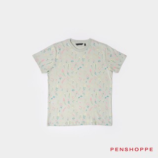 Penshoppe Women's Relaxed Fit Tee With All Over Print (Mint Green)