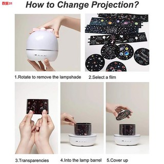 ♕✌Night Light Projector 360 Degree Projection Movies Rotation Starry Sky Projector Lamp for Kids