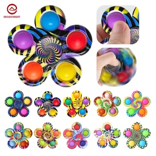 New Pop It Fidget Spinner Push Bubble Sensory Toy Stress Relief Silicone Children Educational Decompression Toys