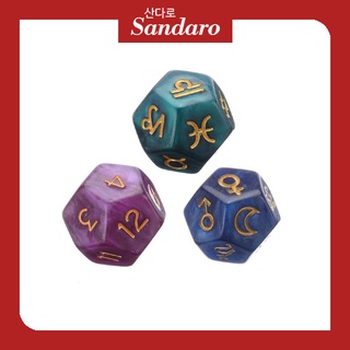 Sandaro 12 Sided Tarot Dice 3pcs - Astrology Fortune Telling Magic Divination Future Love Truth
