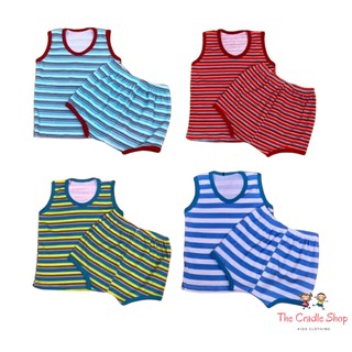 Stripe Sando Short Set For Boy Infant 3-9 months
