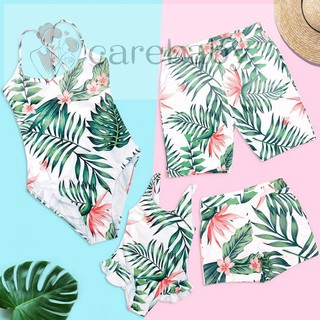 Family Quick-dry Swimwear Tropical Printed Sleeveless Backless Beach Swimwear