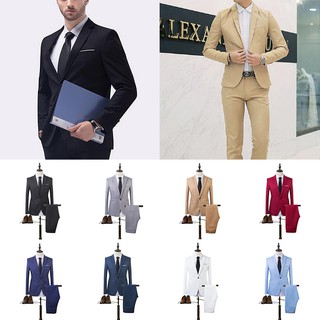 SFGHOUSE 2PCS Custom Men Suit Groom Business Formal Tweed Lapel Vest Waistcoat Outwear