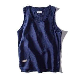 Summer cotton and linen vest men's casual^ solid color sport (3)