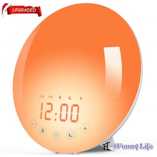 Wake Up Light Alarm Clock, Sunrise Alarm Clock with Sunset Simulation, LED Clock with Dual Alarms Soonze Function, 7 Colors 7 Natural Sounds and FM Radio, Dimmable Bedside Lamp for Bedrooms