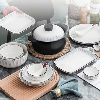 LOCAUPIN Microwavable Dinnerware Porcelain Rectangular Square Serving Dish Plate Bowl Modern Dining