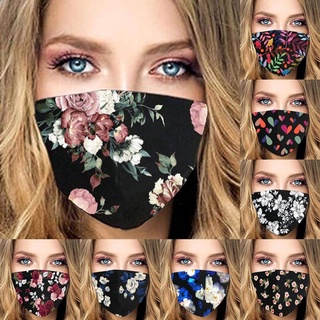 Women Flower Print Face MasquePM2.5 Outdoor Washable Reusable Fabric Mouth Cover Protection