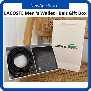 LACOSTE Men 's Wallet+ Belt Gift Box Kotak hadiah tali pinggang dompet buaya 5o1a