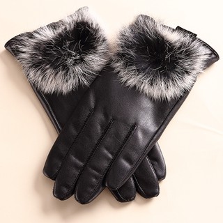 Kids Gloves Scarecrow Leather Gloves Women's Winter Warm Fleece-Lined Thickened Touch Screen Cycling