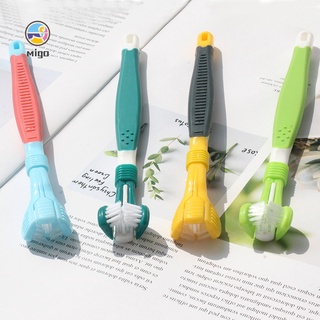 MIGO Pet Toothbrush Three Sided Multi-angle Cleaning Plastic Dog Soft Bristle Toothbrush for Oral Care