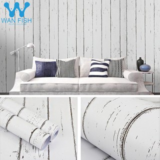WANFISH White Wood Wallpaper Sticker 10mx45cm Self-Adhesive Waterproof PVC For Home Wall Decor