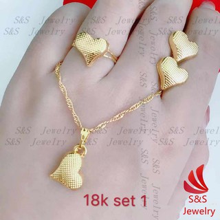 SS Jewellery 18K 3 in 1 Bangkok Gold Plated Jewellery Set (Ring Adjustable)