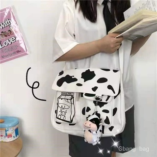 Literary Messenger Bag Female College StyleinsCanvas Bag Girl Student Harajuku Cow Messenger Bag Korean Style Japanese Style Style