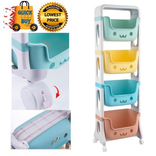 storage☢❃4Tier Toy Storage Rack Snack Organizer Trolley Rack with Movable Wheels Multipurpose Trolle