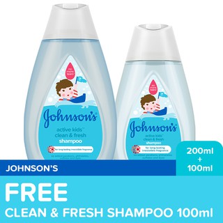 Johnson's Active Kids Clean & Fresh Shampoo 200ml + FREE 100ml (1)