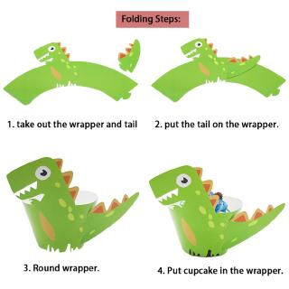 FAY 12pcs/lot Baby Shower Laser Cut Dinosaur Cupcake Wrapper (2)