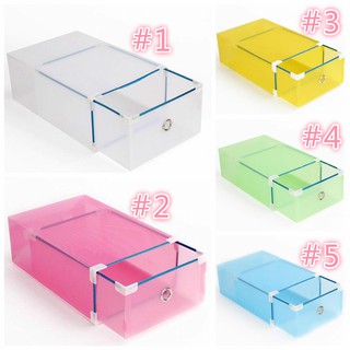 COD 1PC Shoe Box Storage Organizer Stockable Colorful Plastic Shoe Rack ShoeBox Candy Color Foldable