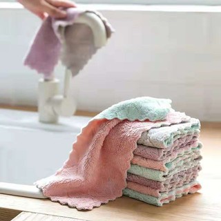 Kitchen coral velvet dish cloth non-stick oil dish towel absorbent thickening scouring pad