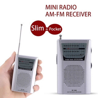 [Ready Stock] Universal Mini Radio Portable FM/AM World Receiver Built in Speaker Silver