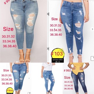 Bangkok Skinny Ripped Jeans tattered Jeans High Waist For Plus size women maong pants soft denim