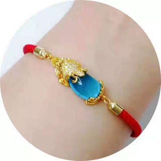 [EM] Jewelry Red String 24k Gold Plated Money Capturer Piyao Birthstone Lucky Lady Bracelet (4)