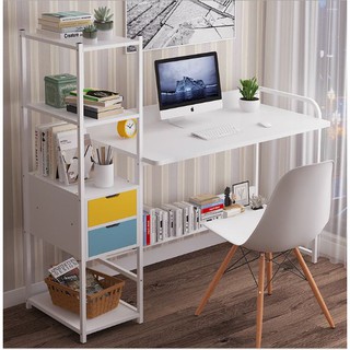 Office Table with side Rack mdf and metal 90-100cm study executive organizer stand (2)