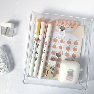 CH丨Korea Ins Transparent PVC Winding Storage Bag File Folder Desk Document Stationery Bag Makeup Organizer Bag 80dmm