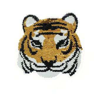 tiger change color sequins patches embroidered reversible badge fabric app